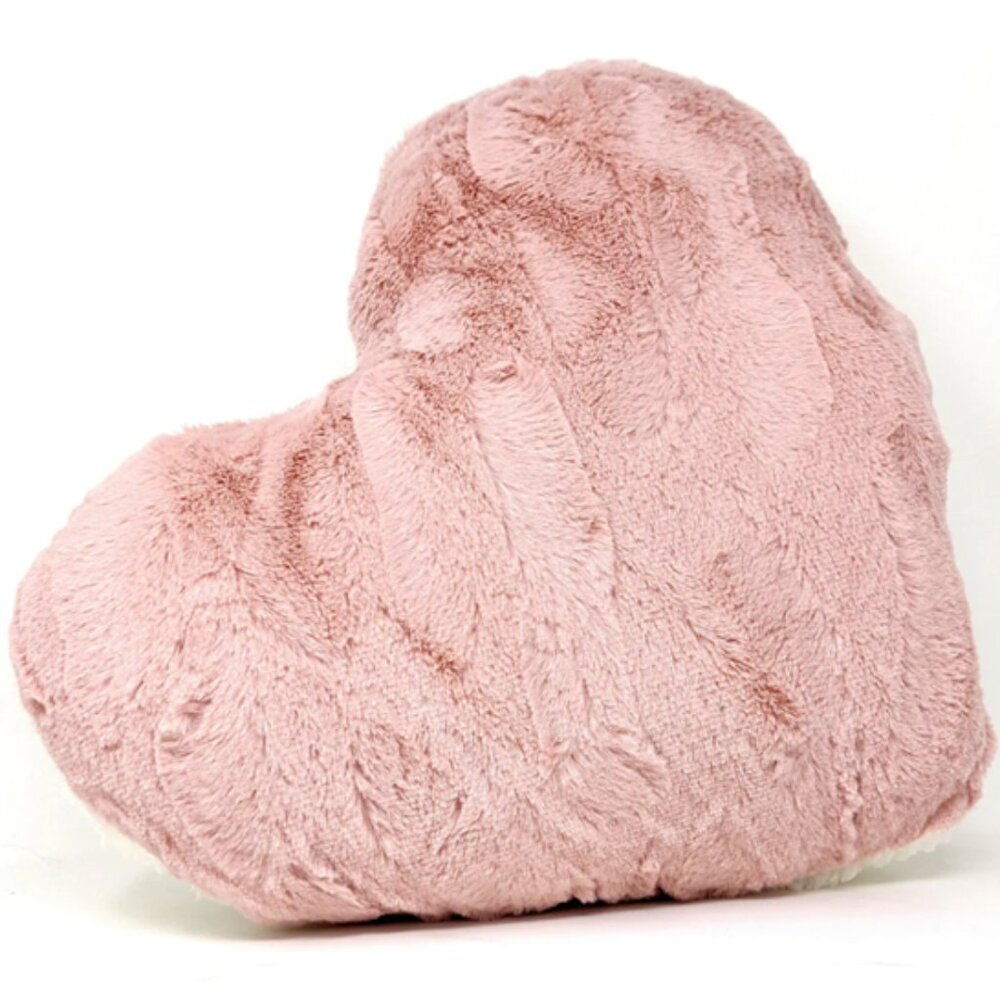 NWT Tache Faux Fur Pink White Heart Shape Throw Pillow